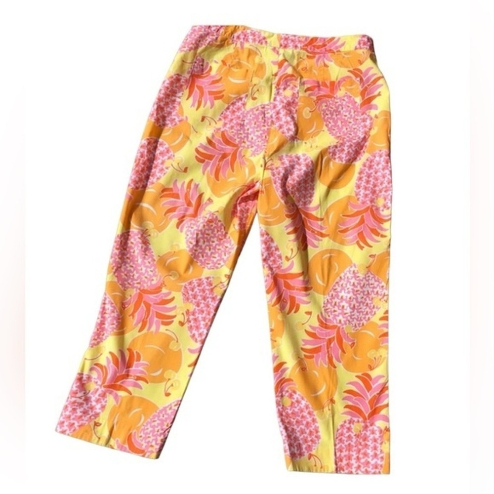 Vintage Lilly Pulitzer Tropical Fruit Print Capri Pants Size 8 Pink Yellow Rare - Picture 2 of 11